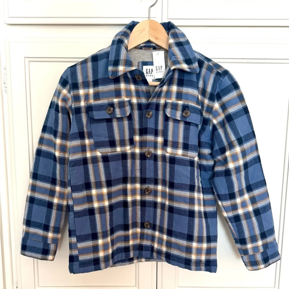 GAP Kids Shirt Jacket in Blue Plaid